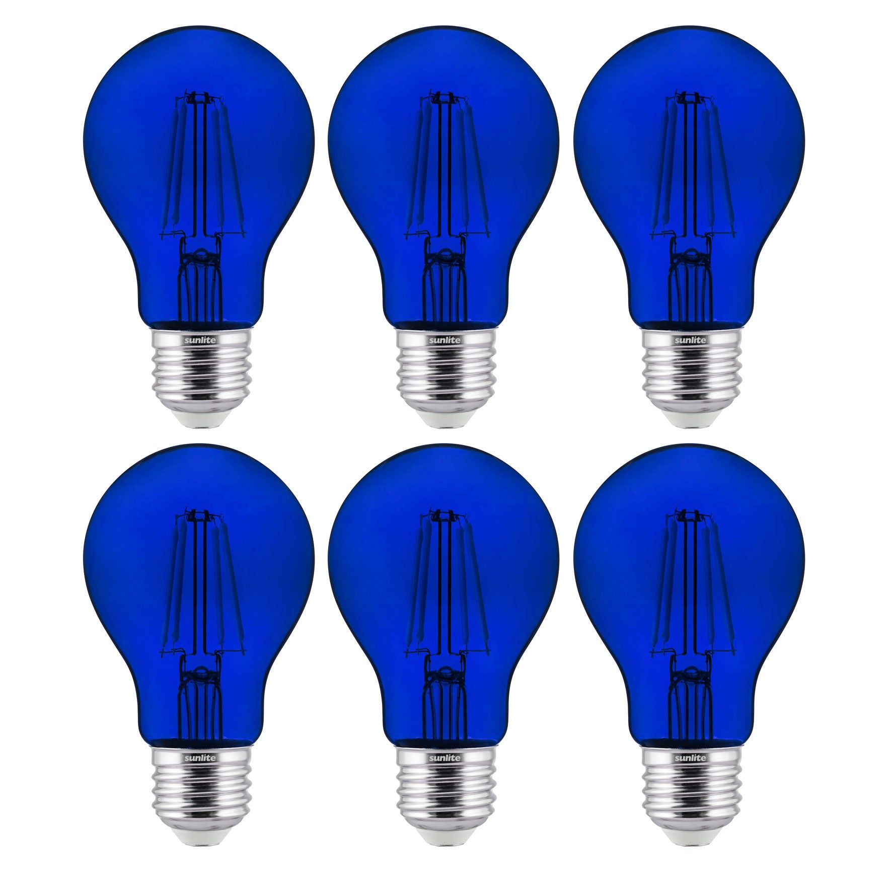 Sunlite 40940 LED Filament A19 Standard 4.5-Watt (60 Watt Equivalent) Colored Transparent Dimmable Light Bulb, Blue, 6 Pack - Cheap-Us