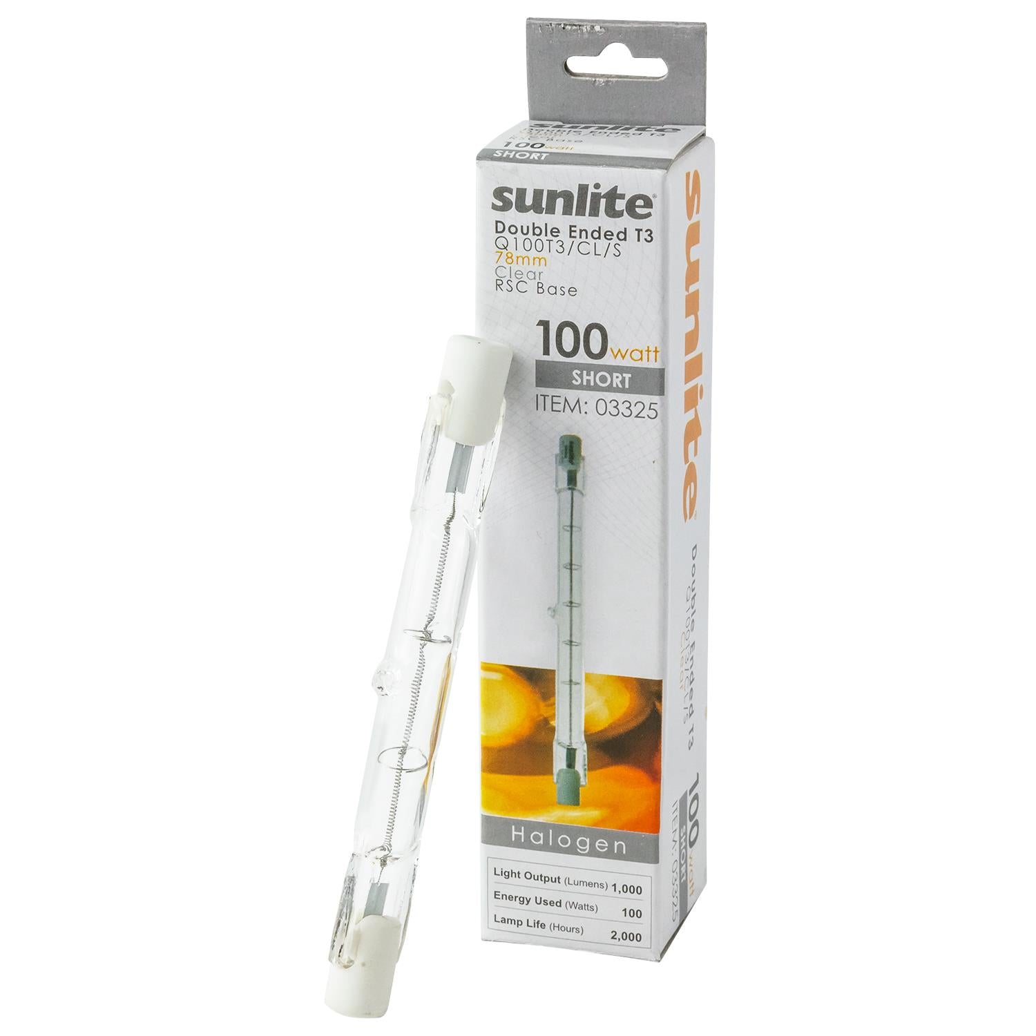 Sunlite 100 Watt, Double Ended T3, RSC Base, Clear - Cheap-Us