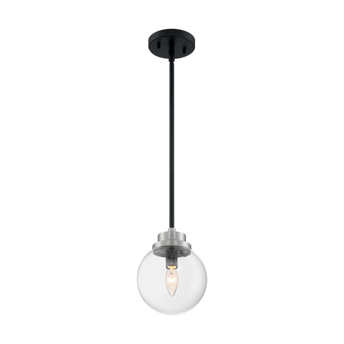 60-7131 AXIS 1 LIGHT PENDANT Axis - 1 Light Pendant with Clear Glass - Matte Black and Brushed Nickel Accents Finish - Cheap-Us