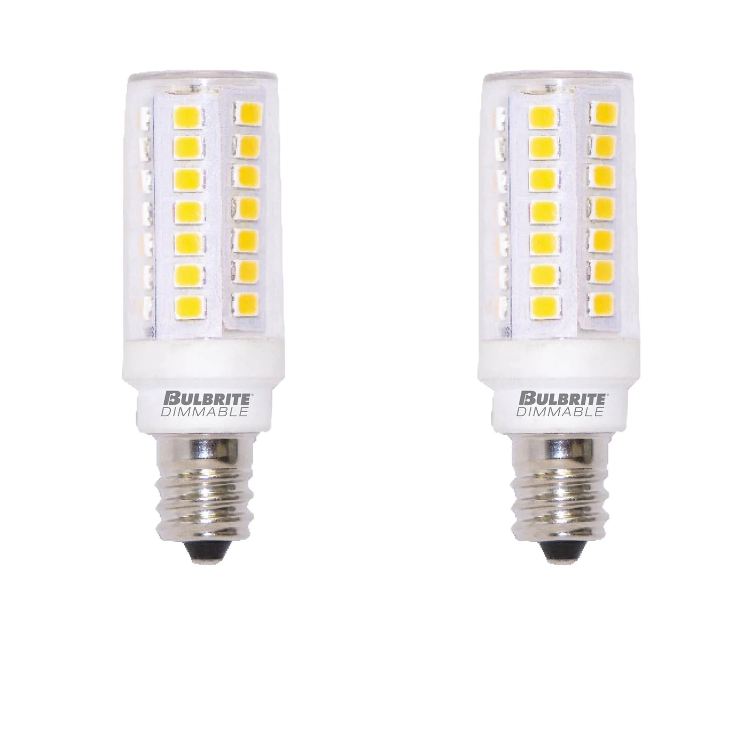BULBRITE LED T6 CANDELABRA SCREW (E12) 5W DIMMABLE CLEAR 3000K/SOFT WHITE LIGHT 60W INCANDESCENT EQUIVALENT 2PK (770632) - Cheap-Us