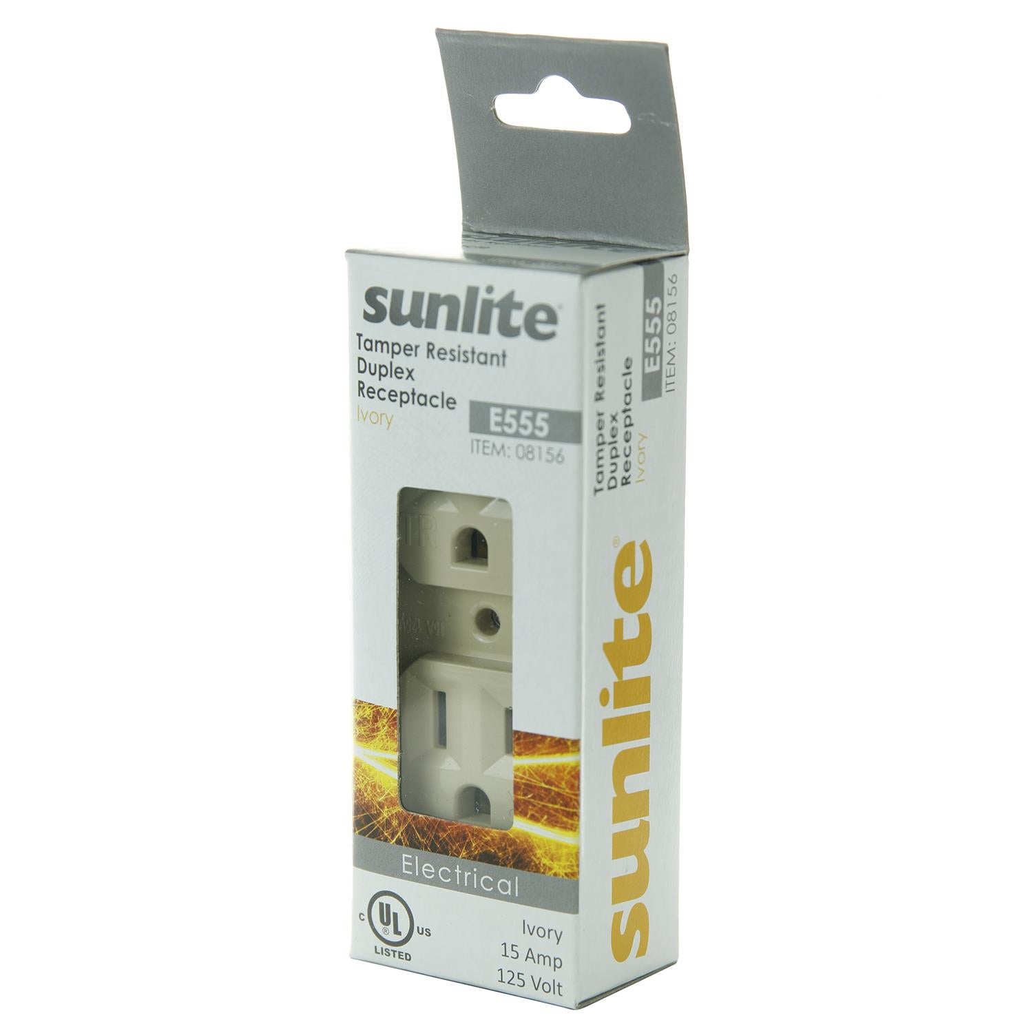 Sunlite E555/IV 15A Tamper Resistant Deplex Receptacle, Ivory - Cheap-Us