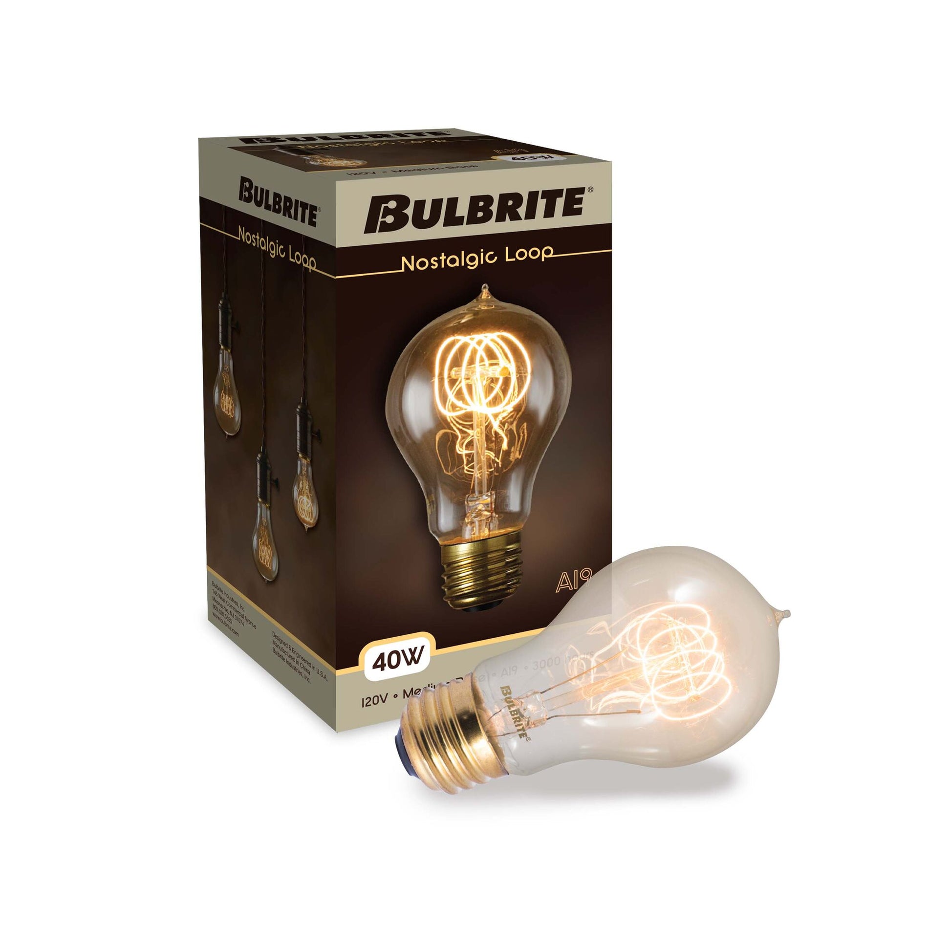 BULBRITE INCANDESCENT A19 MEDIUM SCREW (E26) 40W DIMMABLE NOSTALGIC LIGHT BULB 2200K/AMBER 4PK (134020) - Cheap-Us