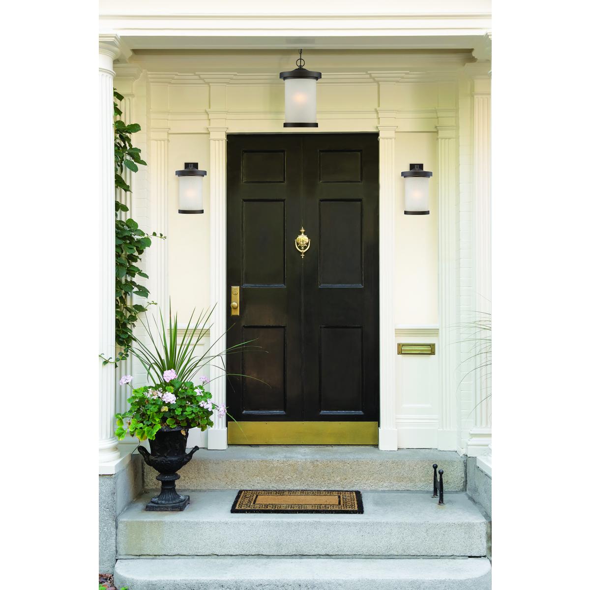 62-645 DIEGO LED OUTDOOR HANGING Diego - LED Hanging Lantern with Satin Amber Glass - Mahogany Bronze Finish - Cheap-Us