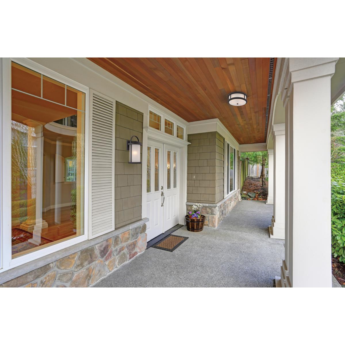 62-652 WILLIS LED OUTDOOR MED WALL Willis - LED Large Wall Lantern with Antique White Glass - Textured Black Finish - Cheap-Us