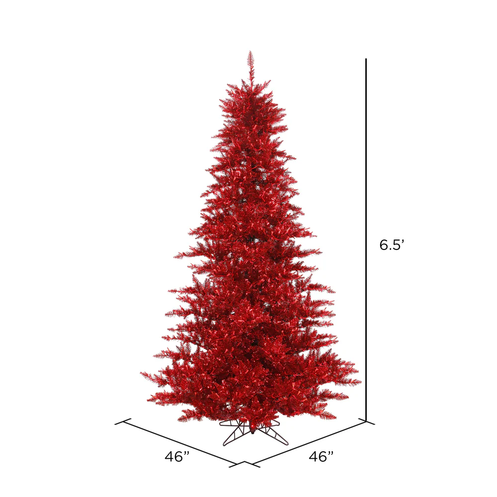 Vickerman 6.5' Tinsel Red Fir Artificial Christmas Tree Unlit - Cheap-Us