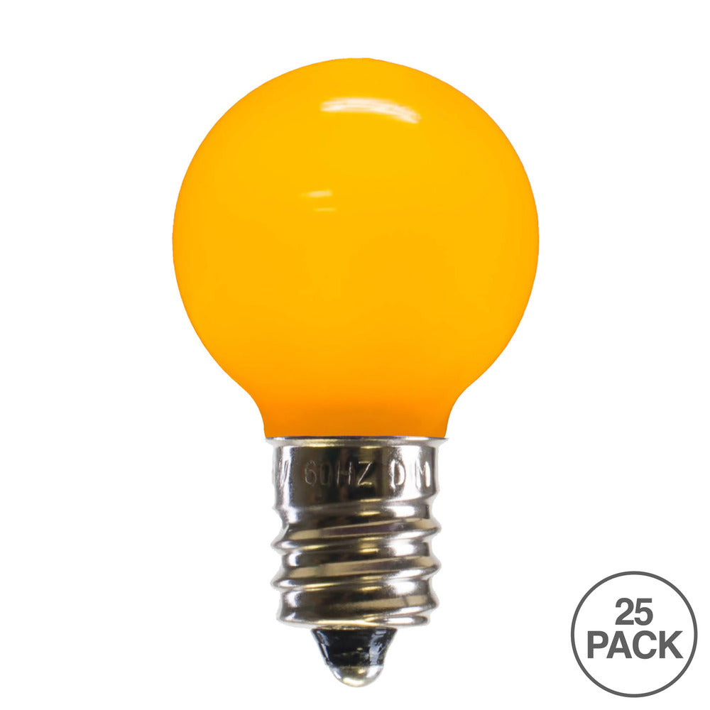 Vickerman G30 Yellow Ceramic LED Nickel Base Bulb E12 120V  .6 Watts Dimmable 25 Bulbs per Pack - Cheap-Us