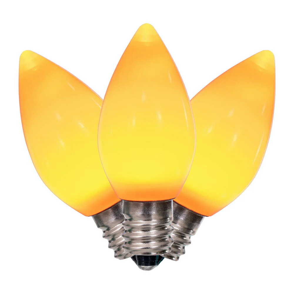 Vickerman C7 Ceramic LED Orange Bulb  Nickel Base 120V .6 Watts  3 diodes 25 Bulbs per bag - Cheap-Us