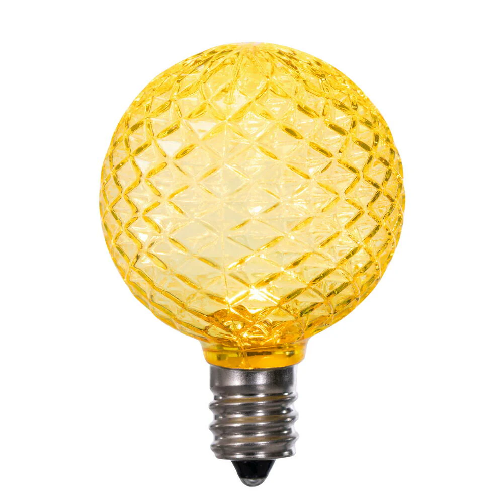 Vickerman G40 LED Yellow Bulb E12 Nickel Base120V .6 Watts package of 25 - Cheap-Us