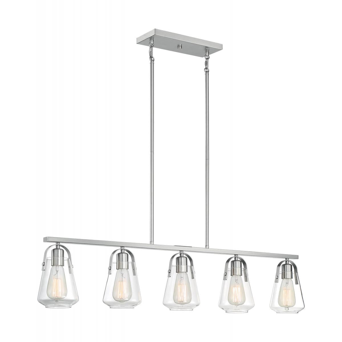60-7114 SKYBRIDGE 5 LT ISLAND PENDANT Skybridge - 5 Light Island Pendant with Clear Glass - Brushed Nickel Finish - Cheap-Us