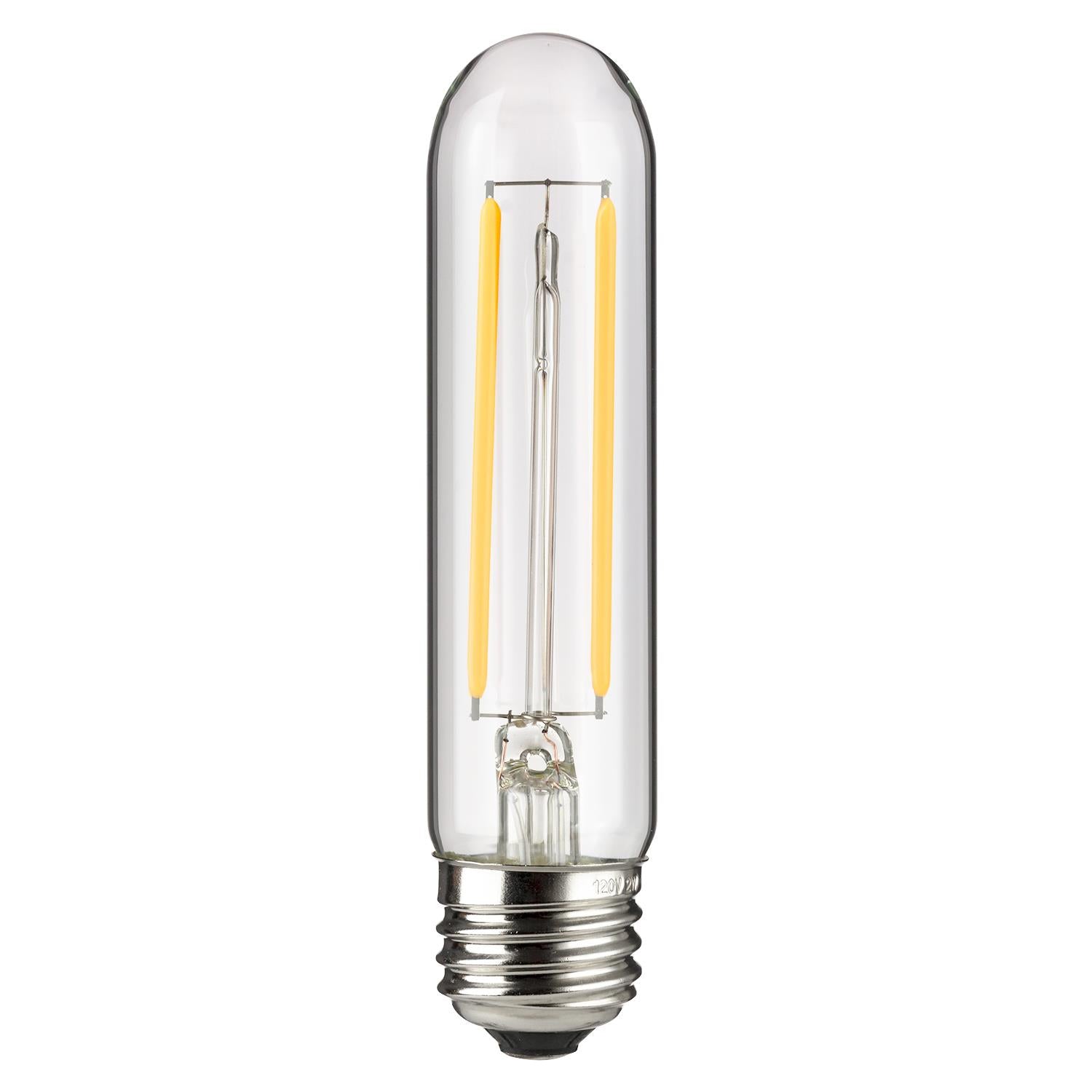Sunlite LED Filament T10 Tubular Light Bulb, 2 Watts (25W Equivalent), 160 Lumens, Medium E26 Base, 120 Volts, Dimmable, 90 CRI, UL Listed, Clear, 3000K Warm White, 10 Pack - Cheap-Us