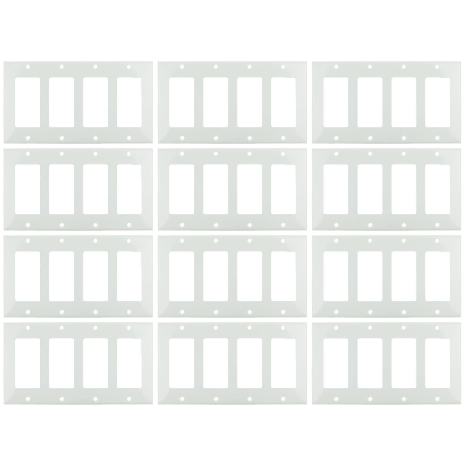 Sunlite E304/W 4 Gang Decorative Switch and Receptacle Plate, White - Cheap-Us