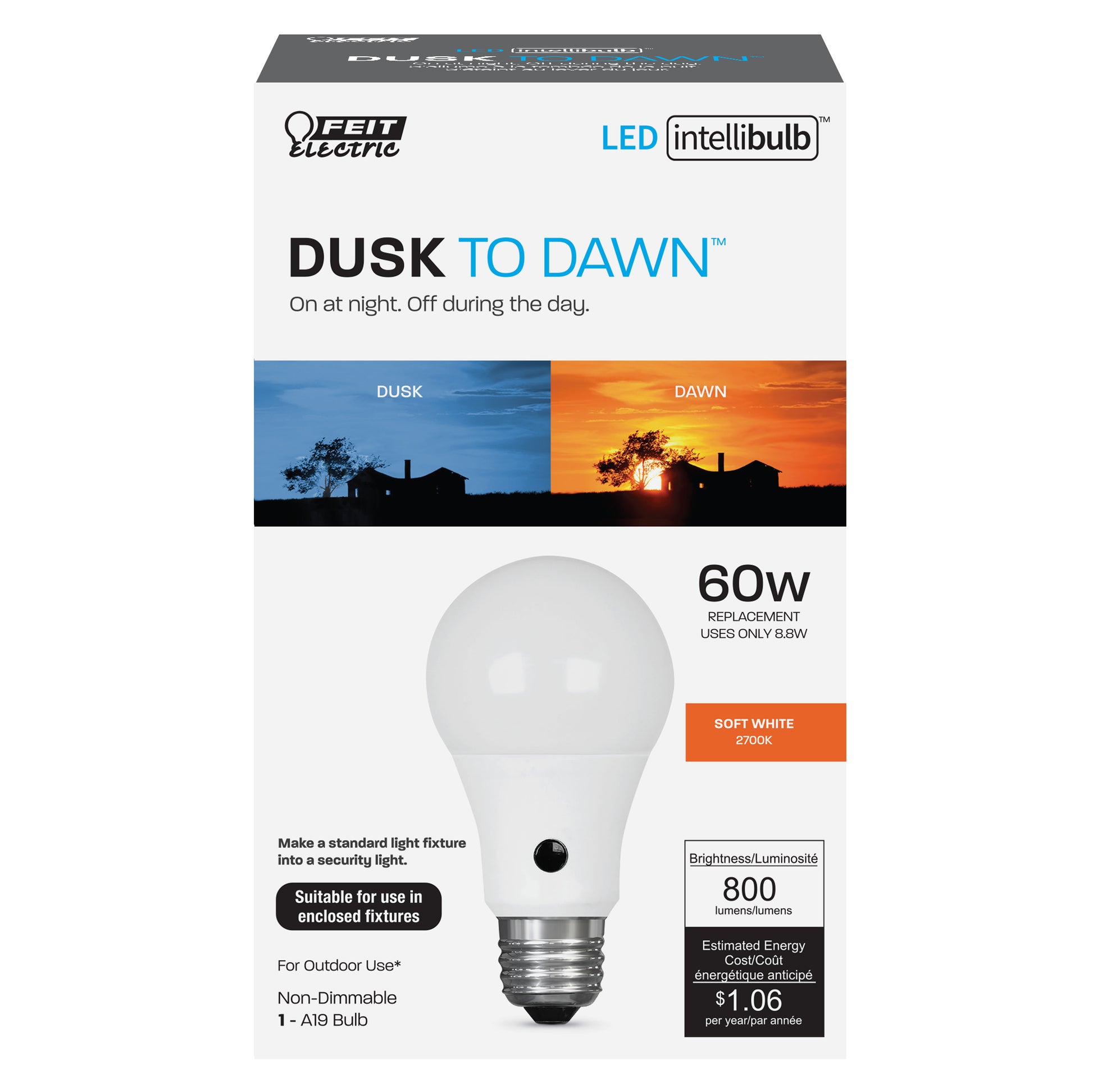 60-Watt Equivalent A19 Soft White Dusk-to-Dawn LED - Cheap-Us