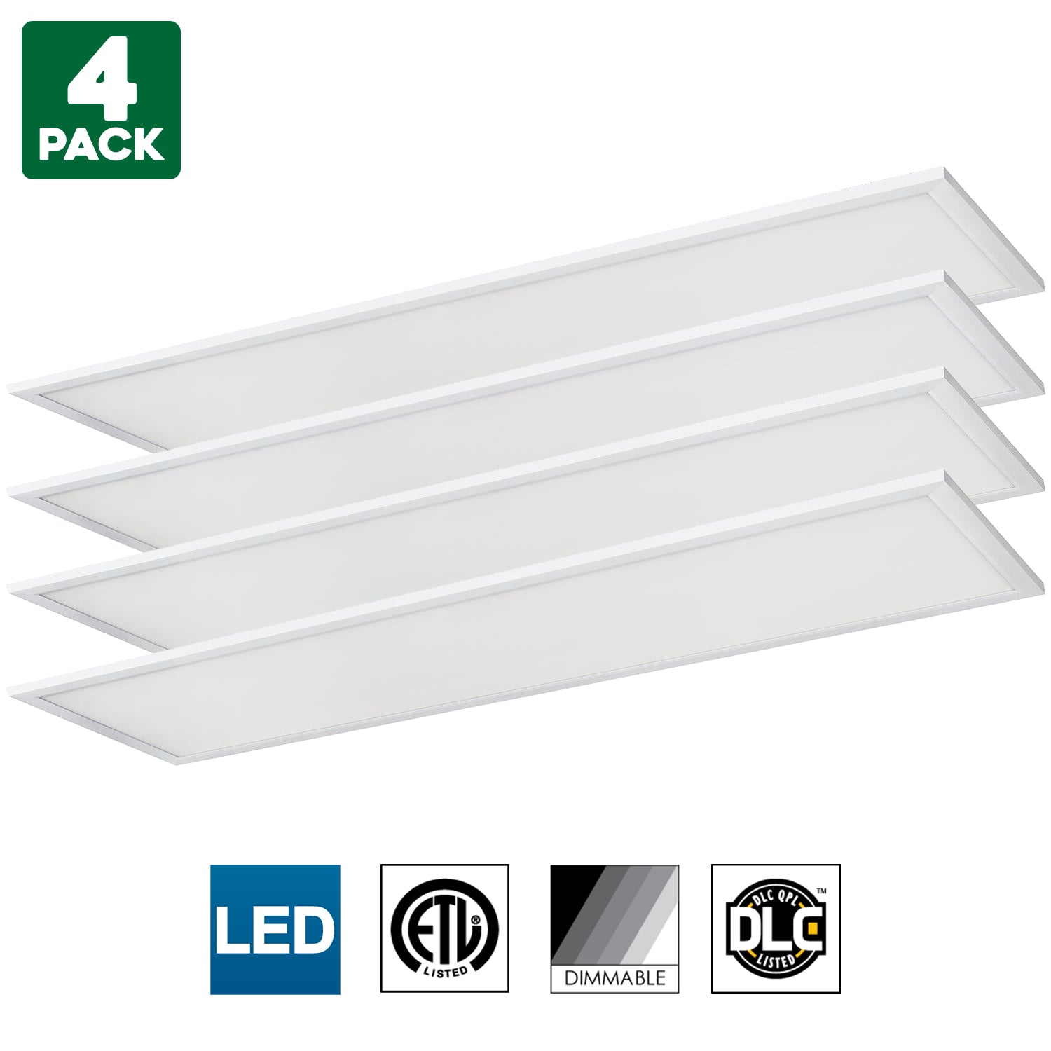 Sunlite LED Light Panel, 1x4 Foot, 40 Watt, 4000K Cool White, 4000 Lumens, Dimmable, DLC listed, 50000 Hours Average Life Span, 2-Pack - Cheap-Us