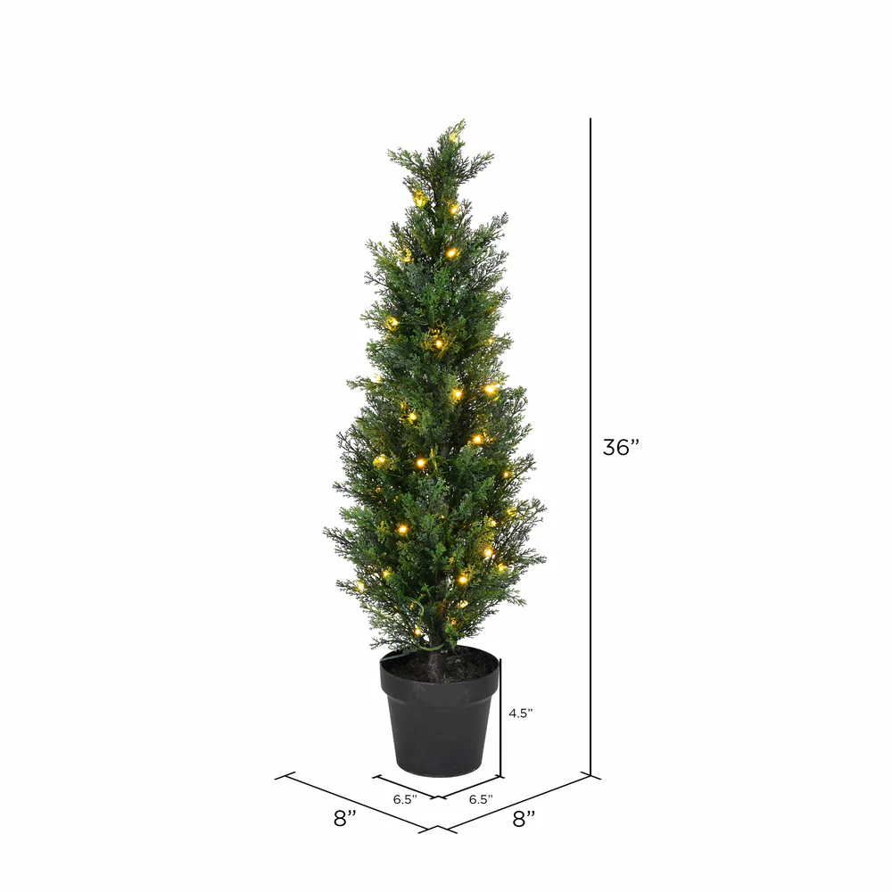 Vickerman 3' Artificial Potted Green Cedar Tree. - Cheap-Us