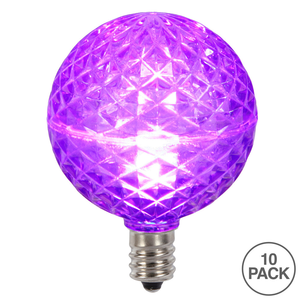 Vickerman G50 LED Purple Replacement Bulb E12/C7 Nickel Base .38W 10 Bulbs per Pack - Cheap-Us