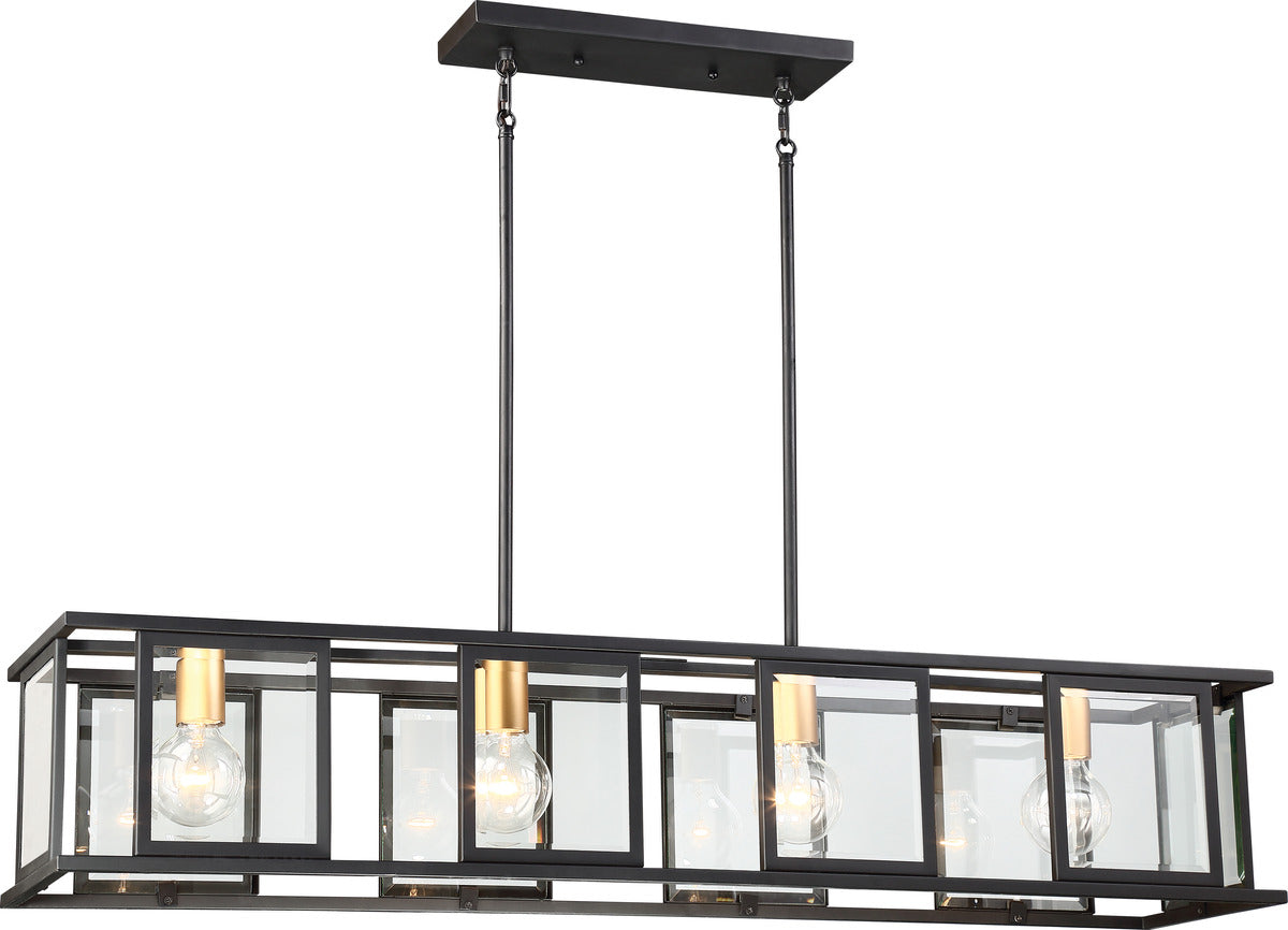 60-6417 PAYNE 4 LIGHT TRESTLE Payne - 4 Light Island Pendant with Clear Beveled Glass - Midnight Bronze Finish - Cheap-Us
