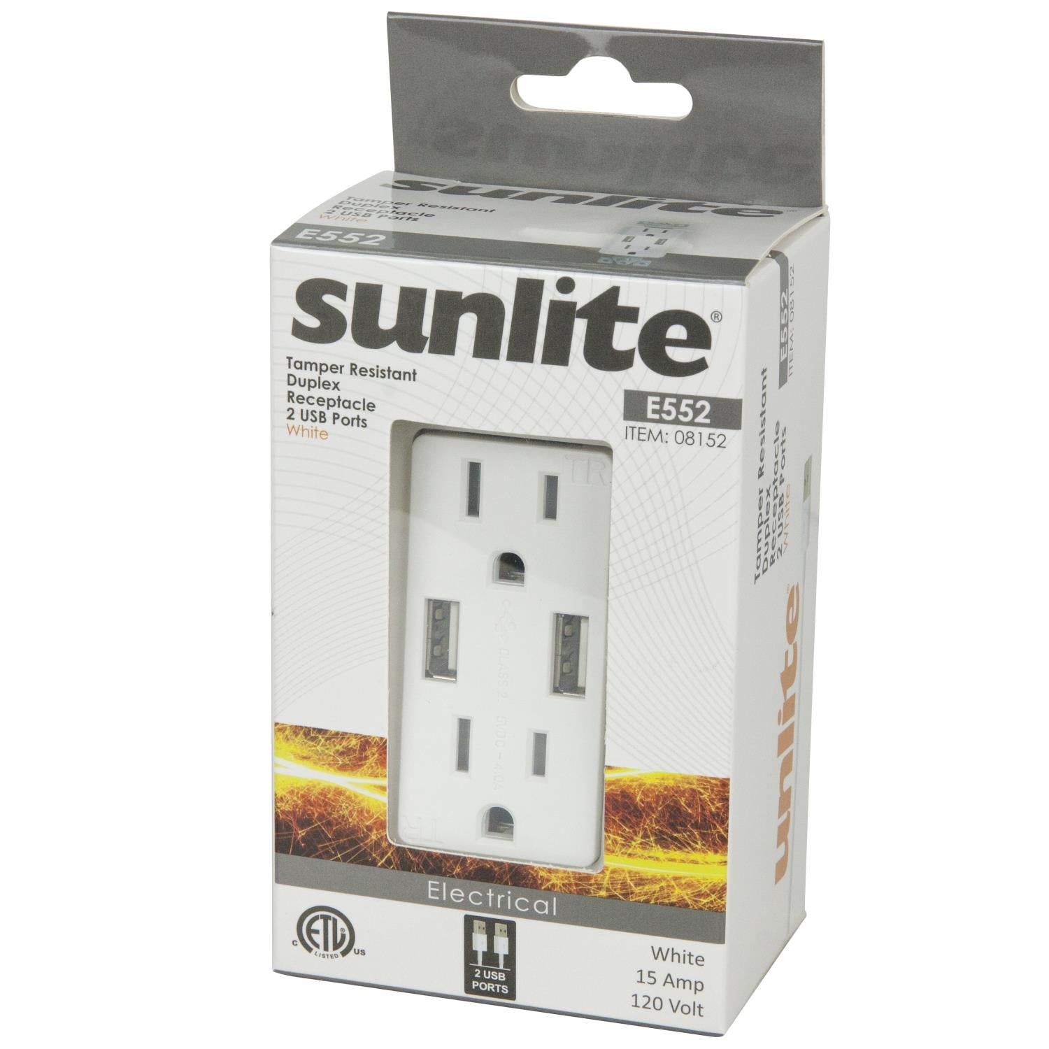 Sunlite E552 Dual USB Charger with 15A Duplex Tamper Resistant Recteptacle - Cheap-Us