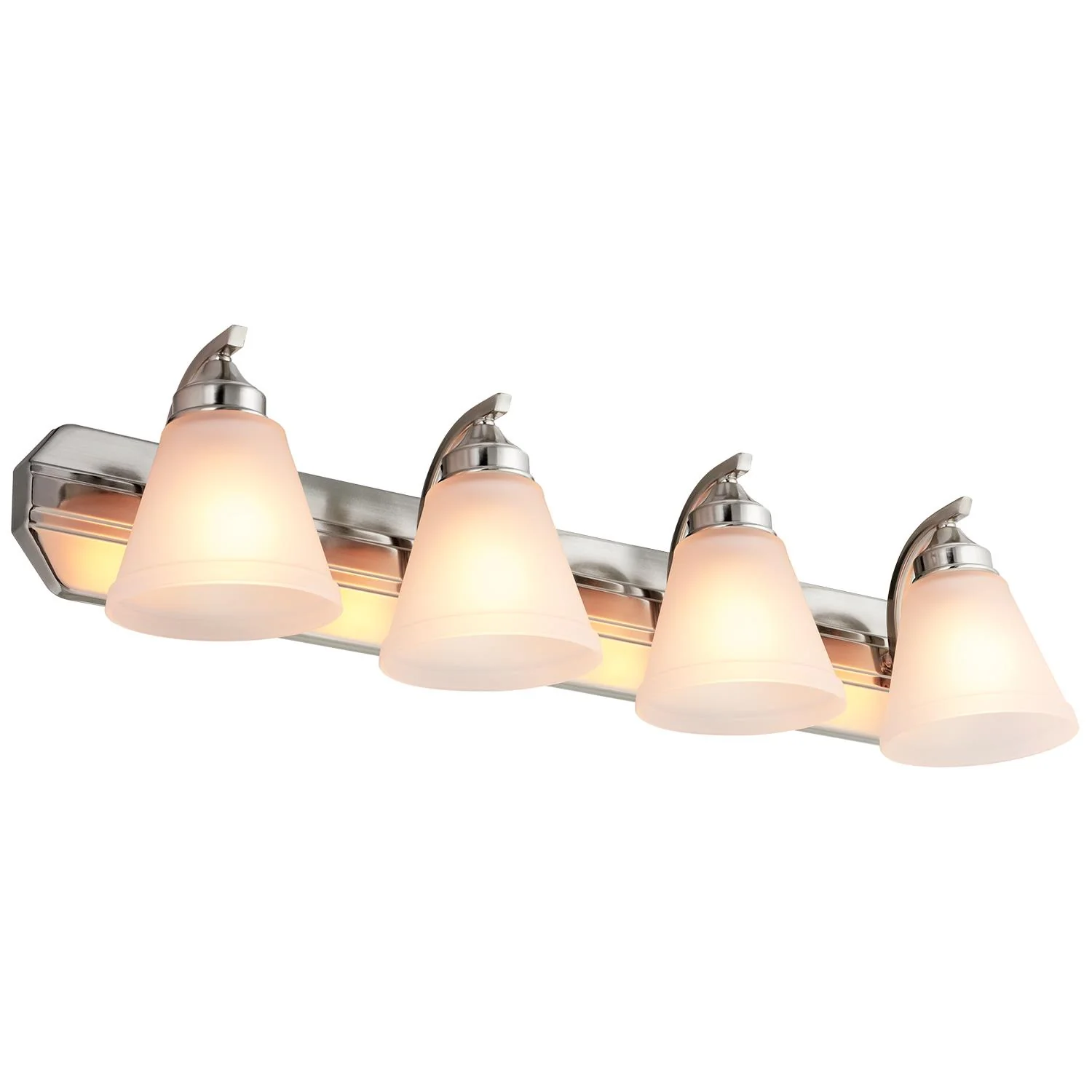 Sunlite 45058-SU Vanity Fixture Four Light 30 Inch, Bell Shaped Frosted Glass , Brushed Nickel Finish - Cheap-Us