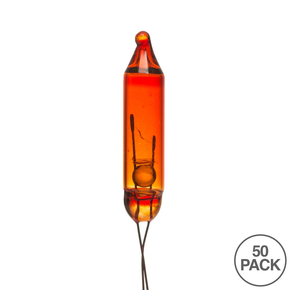 Vickerman Amber Glass Incandescent Mini Bulb with Pinched Base 2.5 Volt 170mA 50 per bag - Cheap-Us
