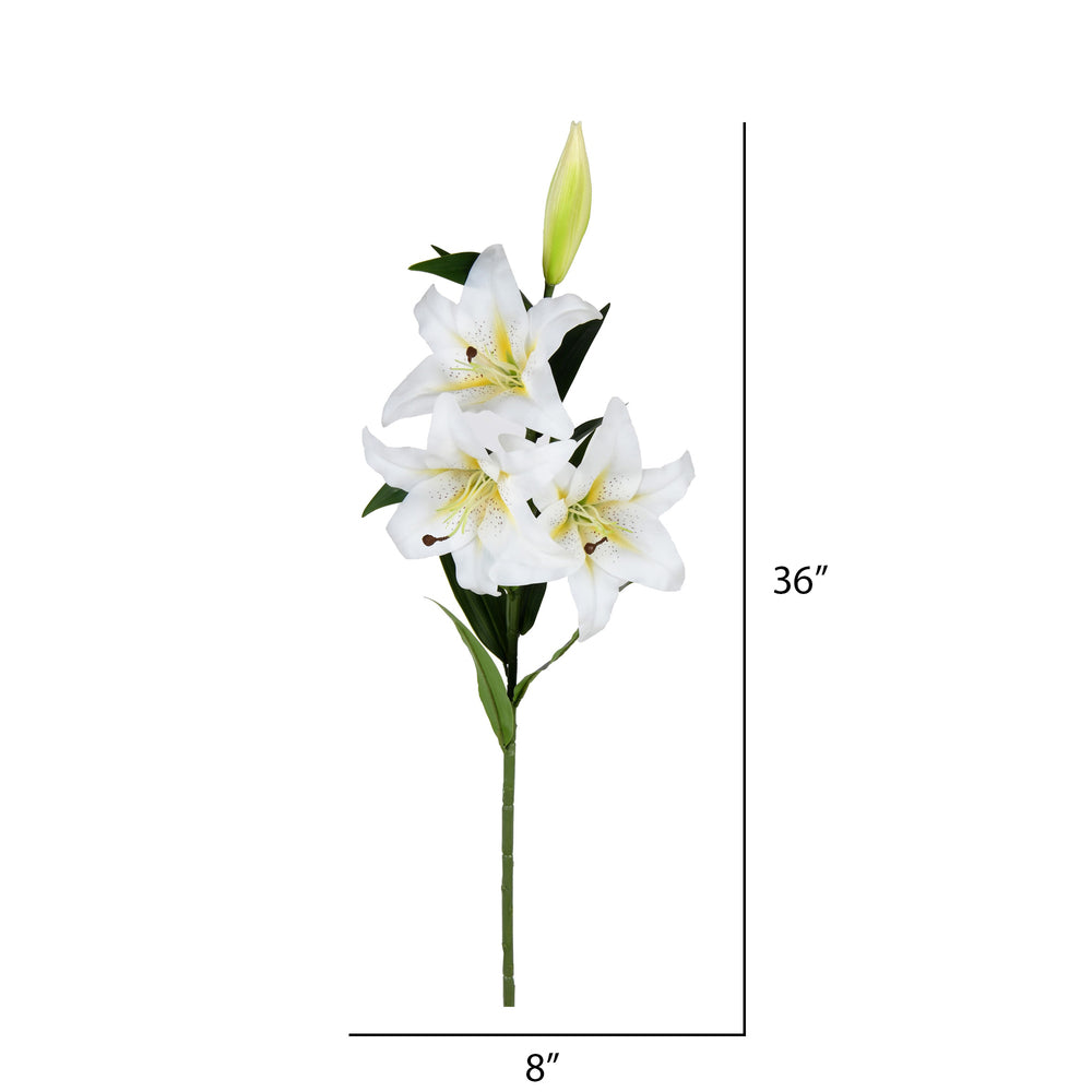Vickerman 36'' Artificial White and Yellow Real Touch Lily Spray. Includes 2 sprays per pack. - Cheap-Us