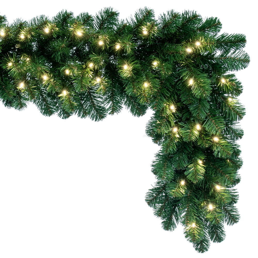 Vickerman 50' Grand Teton Artificial Christmas Garland Warm White LED Mini Lights - Cheap-Us