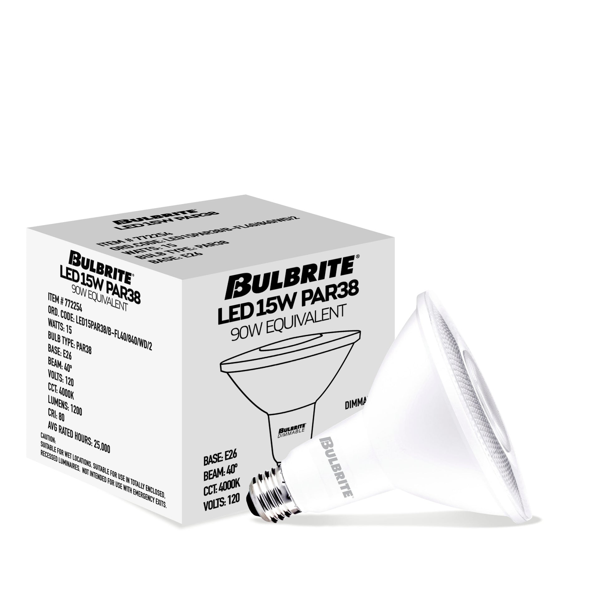 15W LED PAR38 4000K 80CRI BASICS FLOOD WET DIMMABLE-4PK - Cheap-Us