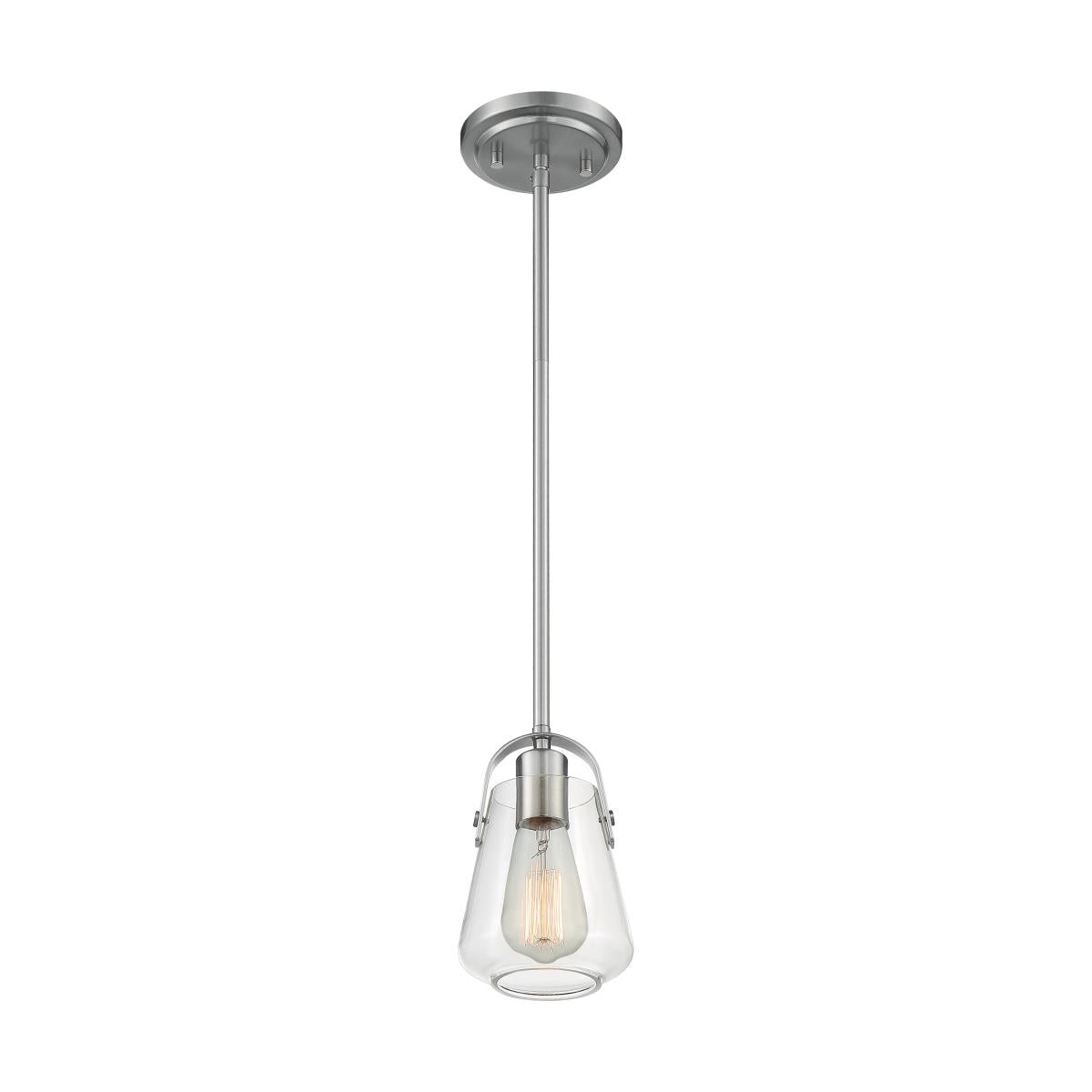 60-7116 SKYBRIDGE 1 LT MINI PENDANT Skybridge - 1 Light Mini Pendant with Clear Glass - Brushed Nickel Finish - Cheap-Us