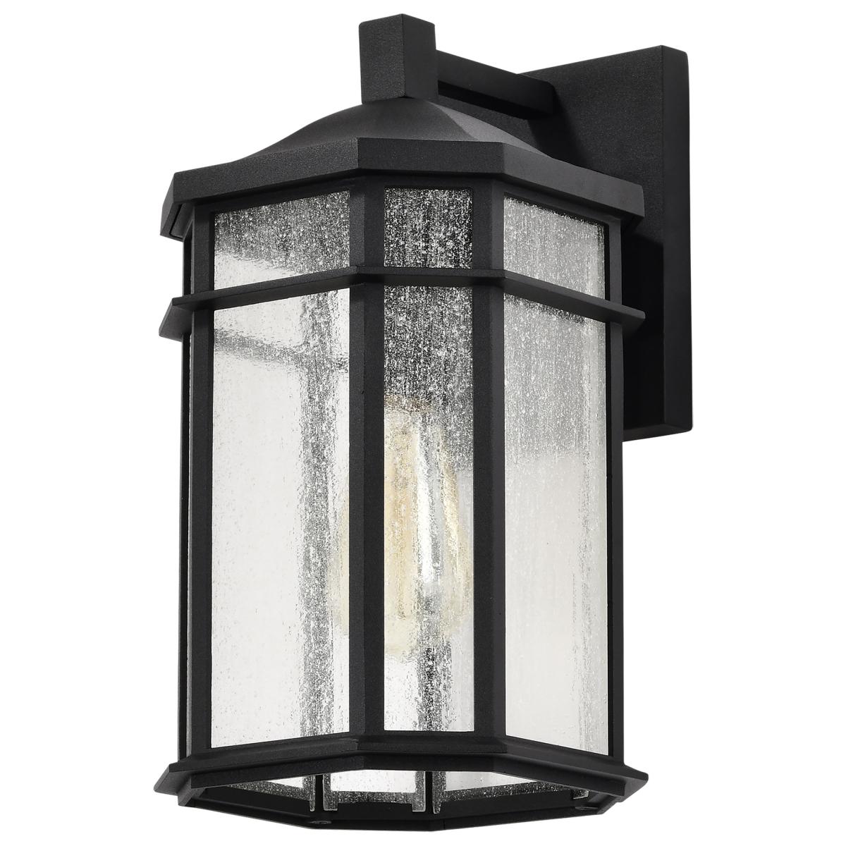 60-5760 RAIDEN 1LT OUTDOOR SM WALL Raiden Collection Outdoor 14 inch Wall Light; Matte Black Finish with Clear Seedy Glass - Cheap-Us