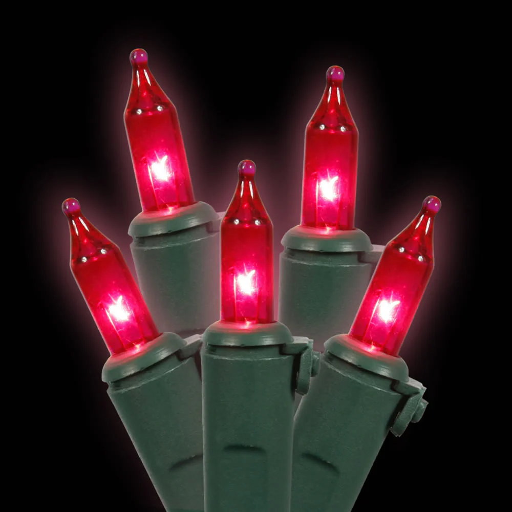 Vickerman 100 Pink Mini Light on Green Wire, 33' Christmas Light Strand- 2 Pack - Cheap-Us