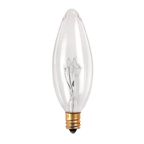 Bulbrite 40CTC/25/2 40 Watt Incandescent B8 Torpedo Chandelier Bulb, Candelabra Base, Clear - Cheap-Us