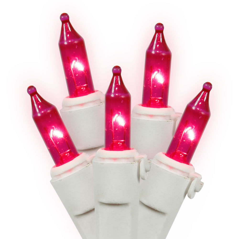 Vickerman 100 Pink Mini Light Icicle Light on White Wire, 9' Christmas Light Strand- 2 Pack - Cheap-Us