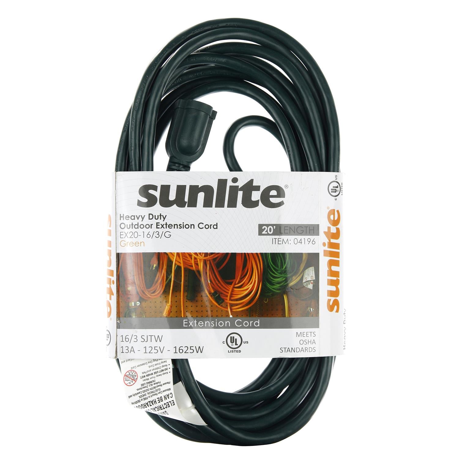 Sunlite EX20-16/3/HD/G 20' Heavy Duty Green Extension Cord - Cheap-Us