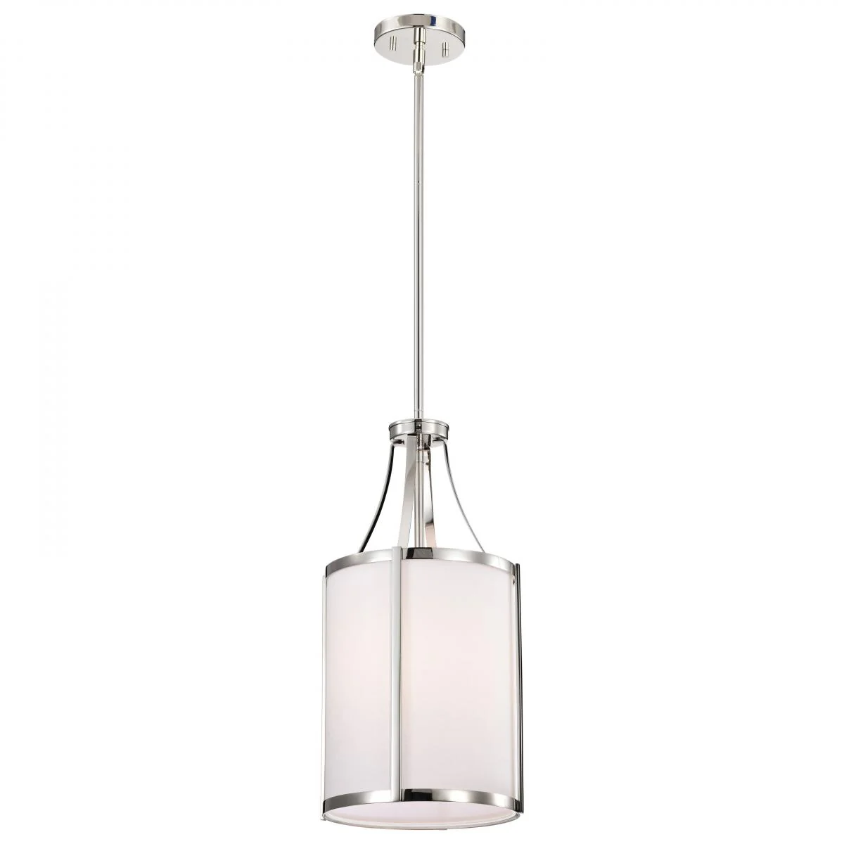 60-7971 EASTON 1LT PENDANT Easton 1 Light Pendant; Polished Nickel Finish; White Linen Shade - Cheap-Us