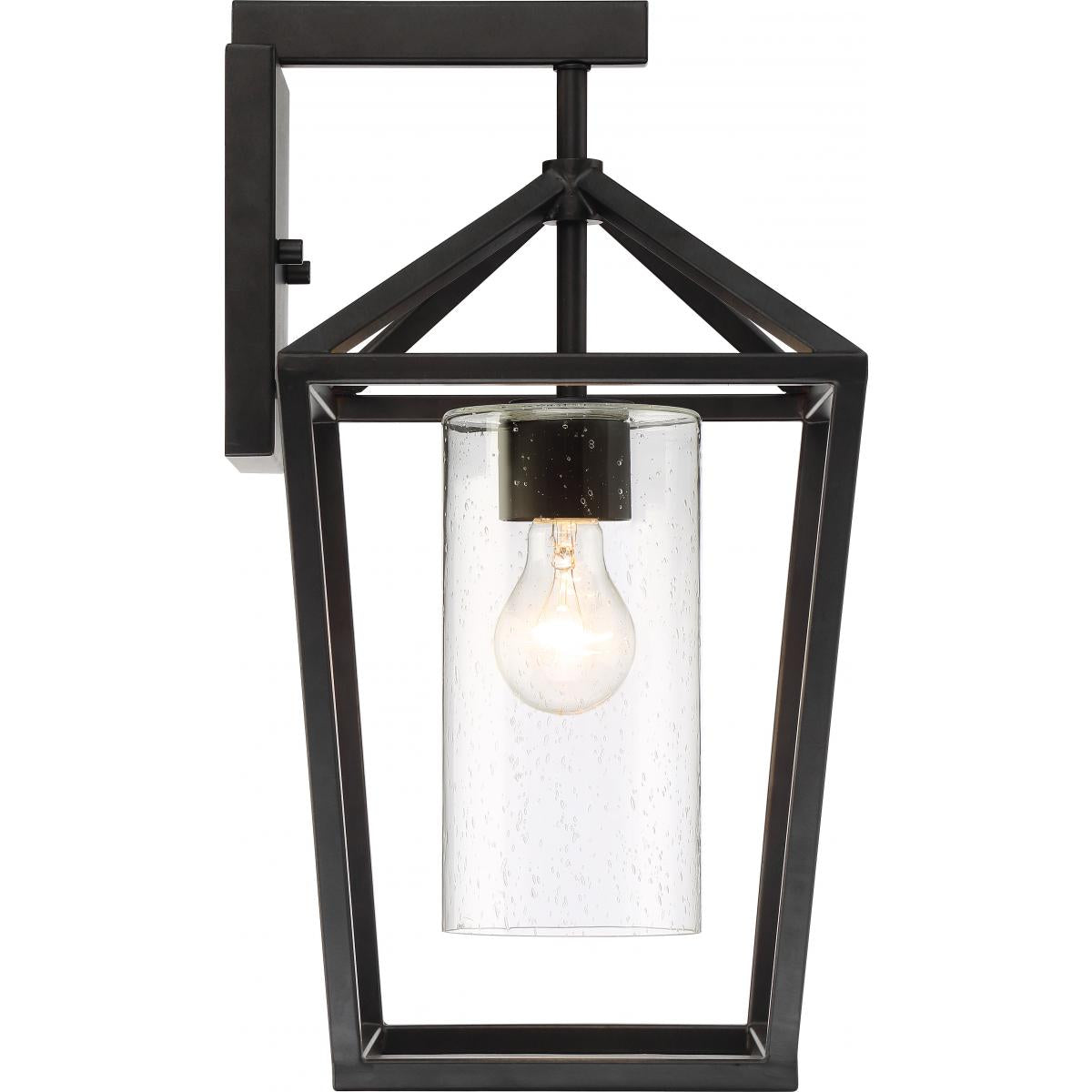 60-6593 HOPEWELL 1 LT LARGE LANTERN Hopewell- 1 Light Large Wall Lantern - with Clear Seeded Glass - Matte Black Finish - Cheap-Us