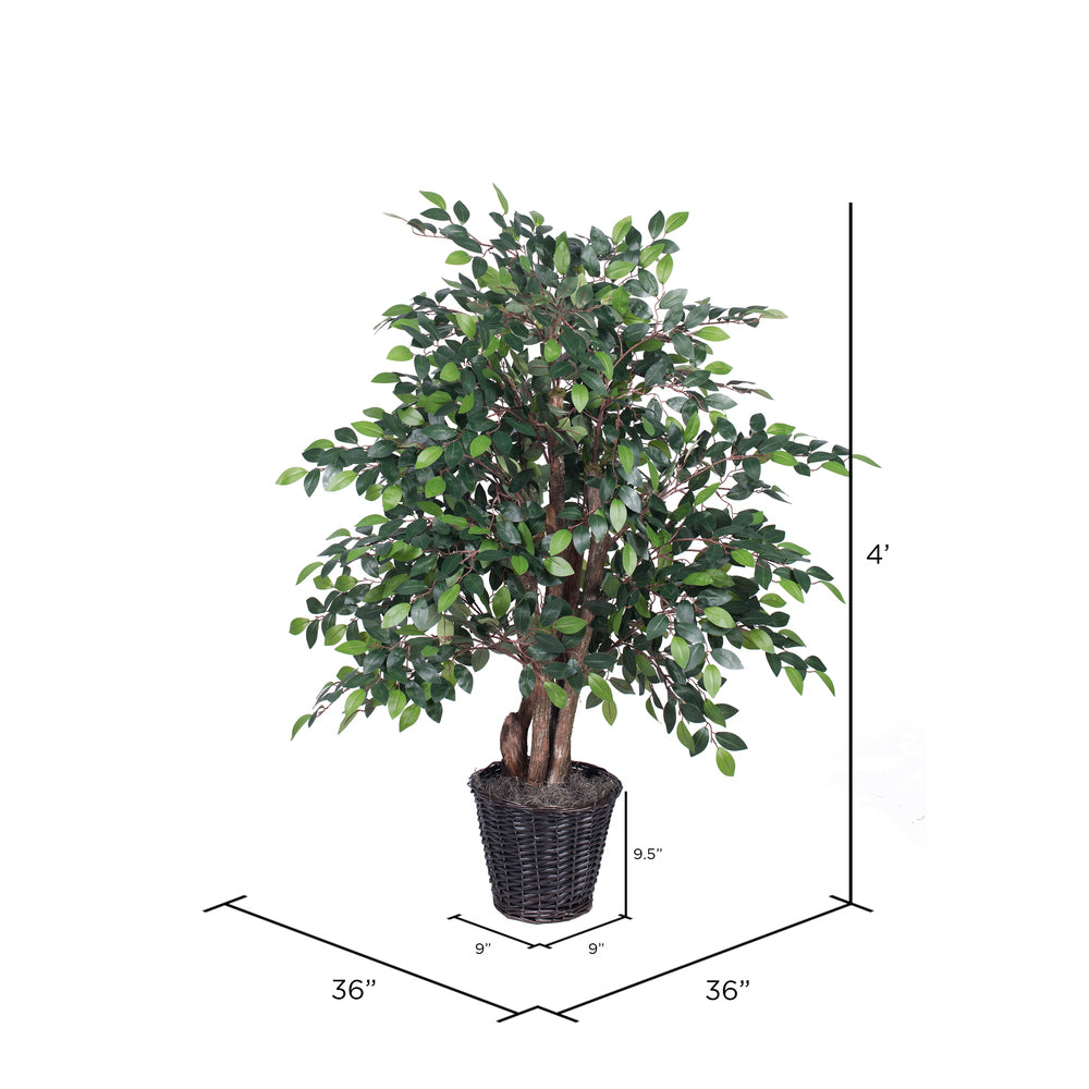 Vickerman 4' Artificial Mini Ficus Extra Full Bush Rattan Basket - Cheap-Us