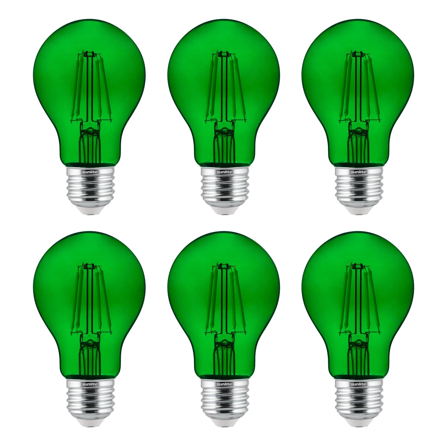 2-Pack Sunlite LED Transparent Green A19 Filament Bulbs, 4.5 Watts, Dimmable, UL Listed - Cheap-Us