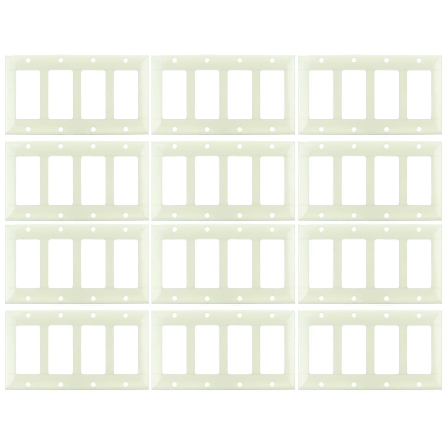 Sunlite E304/A 4 Gang Decorative Switch and Receptacle Plate, Almond - Cheap-Us