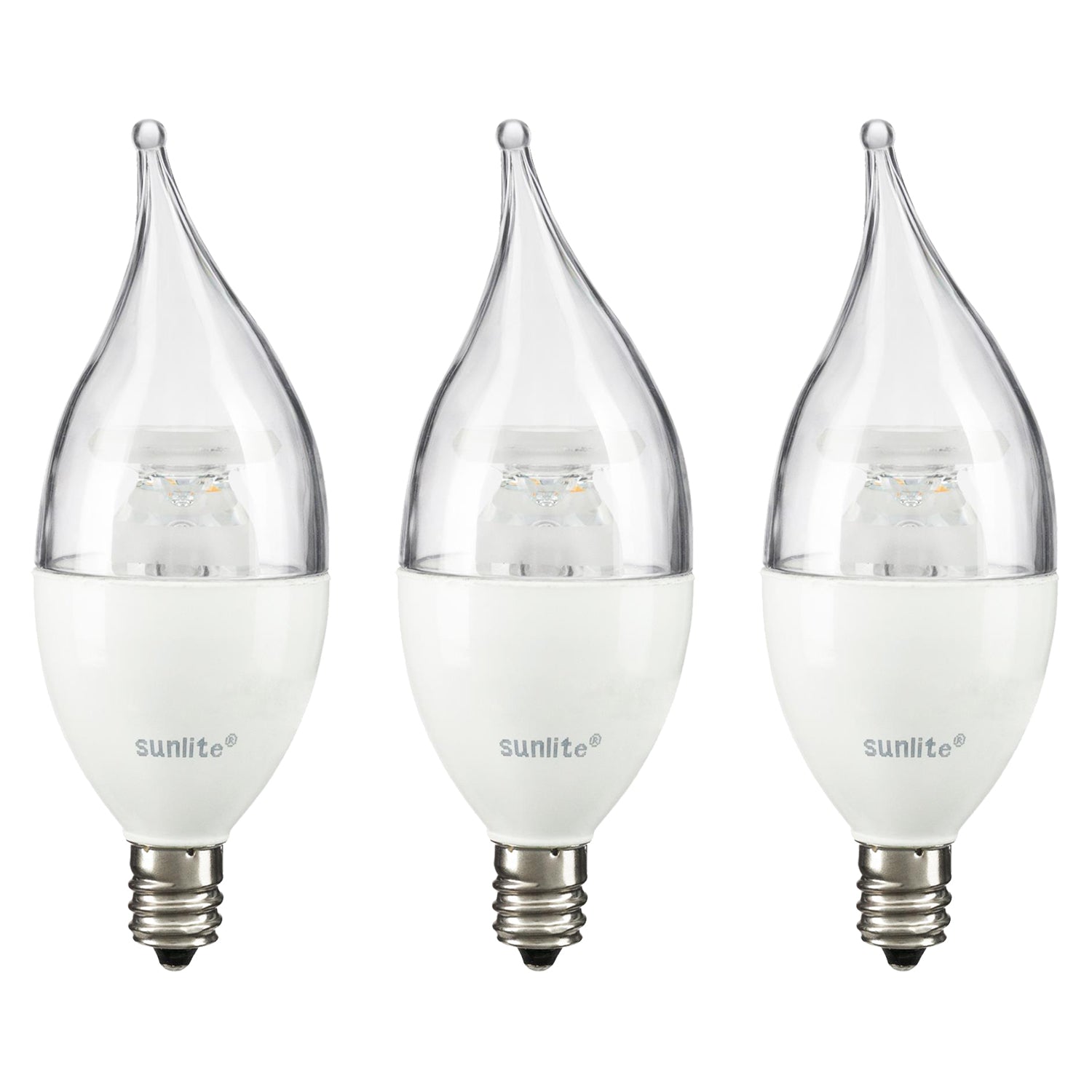 Sunlite CFC/LED/5W/E12/CL/D/ES/27K LED Flame Tip Chandelier 5W (40W Equivalent) Light Bulb Candelabra (E12) Base, Soft White - Cheap-Us