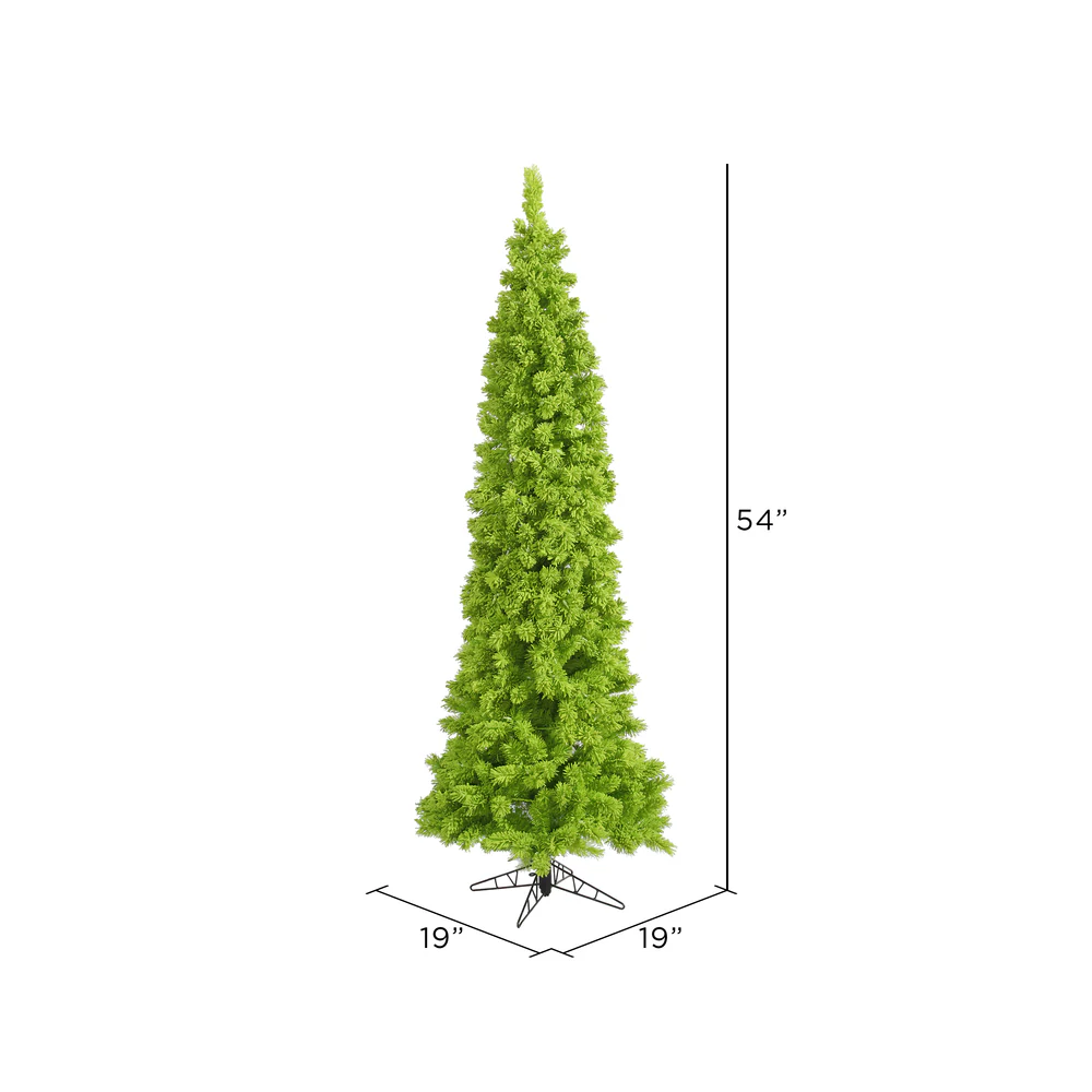 Vickerman 4.5' Flocked Lime Pencil Fir Pencil Artificial Christmas Tree Unlit - Cheap-Us