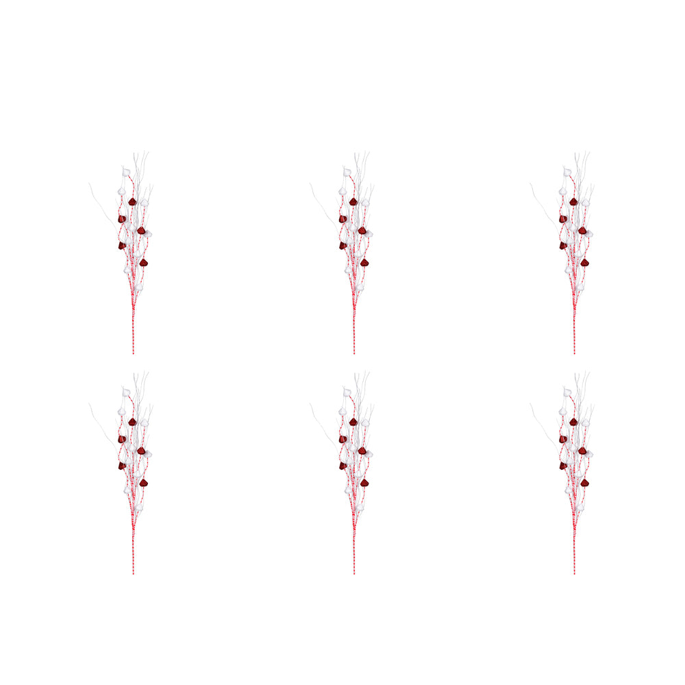 Vickerman Red/White Glitter Ball Curly Artificial Christmas Spray. Includes 6 sprays per pack. - Cheap-Us