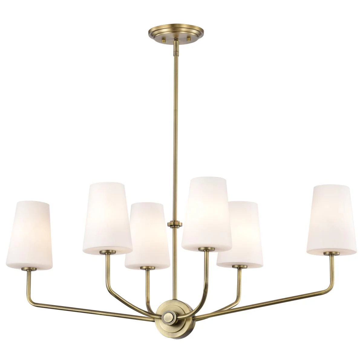 60-7886 CORDELLO 6 LT ISLAND PENDANT Cordello 6 Light Island Pendant; Vintage Brass Finish; Etched White Opal Glass - Cheap-Us