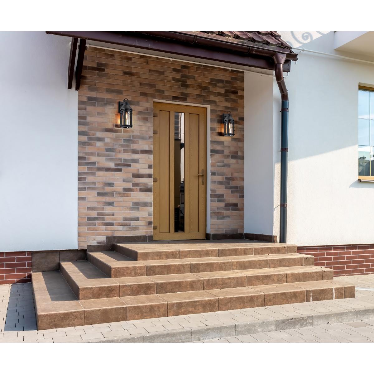 60-8103 WILTON 1 LIGHT LG WALL LANTERN Wilton; 1 Light Large Wall Lantern; Matte Black with Clear Seeded Glass - Cheap-Us