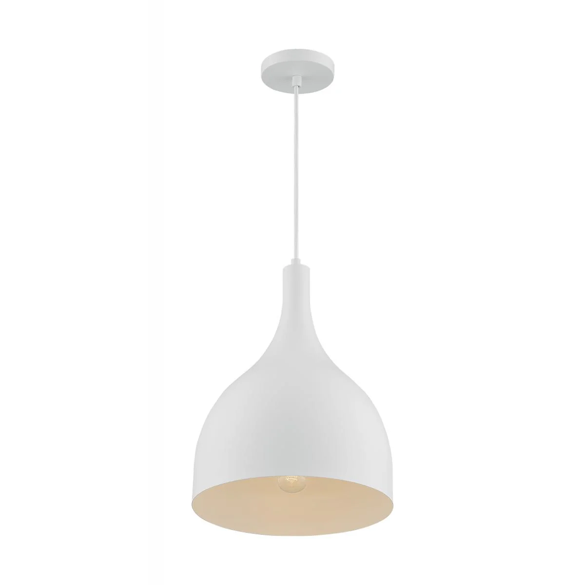 60-7097 BELLCAP 1LT LARGE PENDANT Bellcap - 1 Light Pendant with- Matte White Finish - Cheap-Us