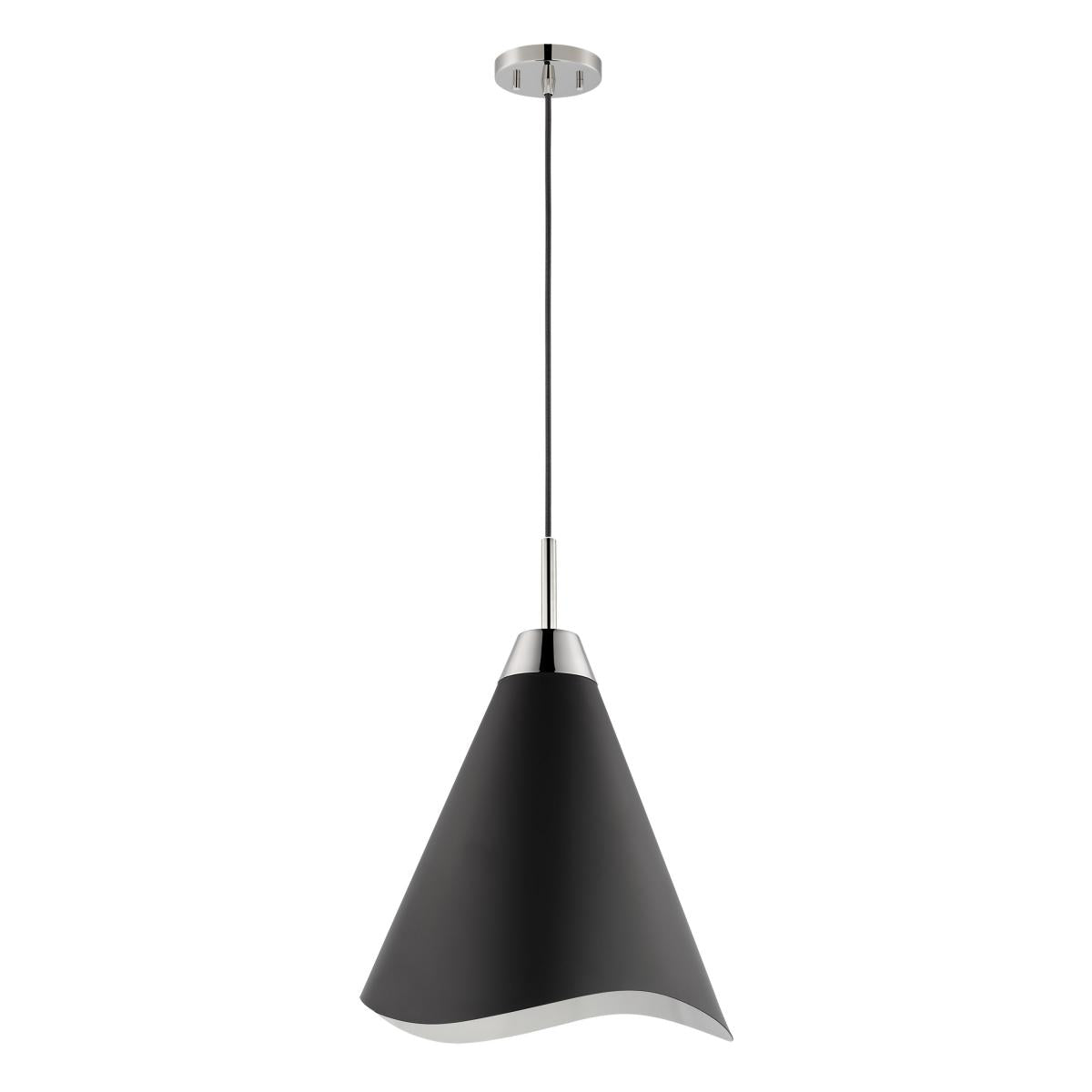 60-7472 TANGO 1 LIGHT SMALL PENDANT Tango; 1 Light; Small Pendant; Matte Black with Polished Nickel - Cheap-Us
