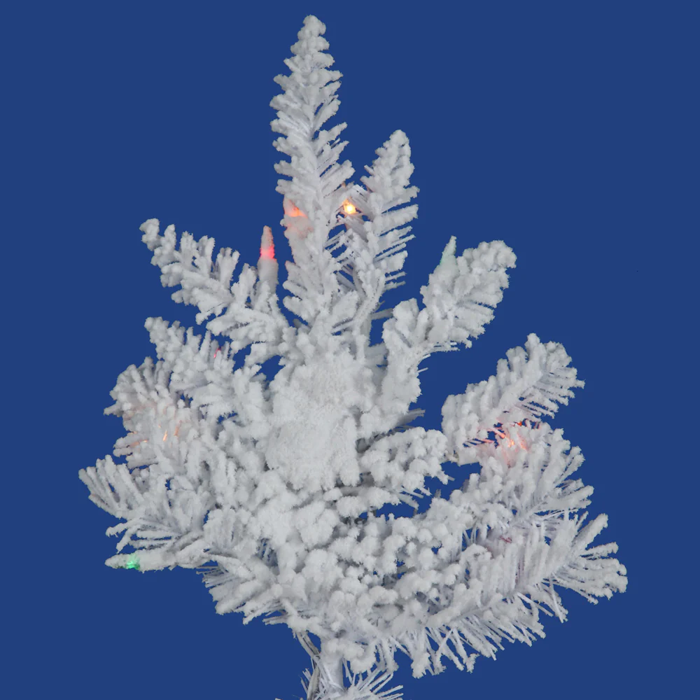 Vickerman 7.5' Flocked White Spruce Artificial Christmas Tree Multi-Colored Lights - Cheap-Us