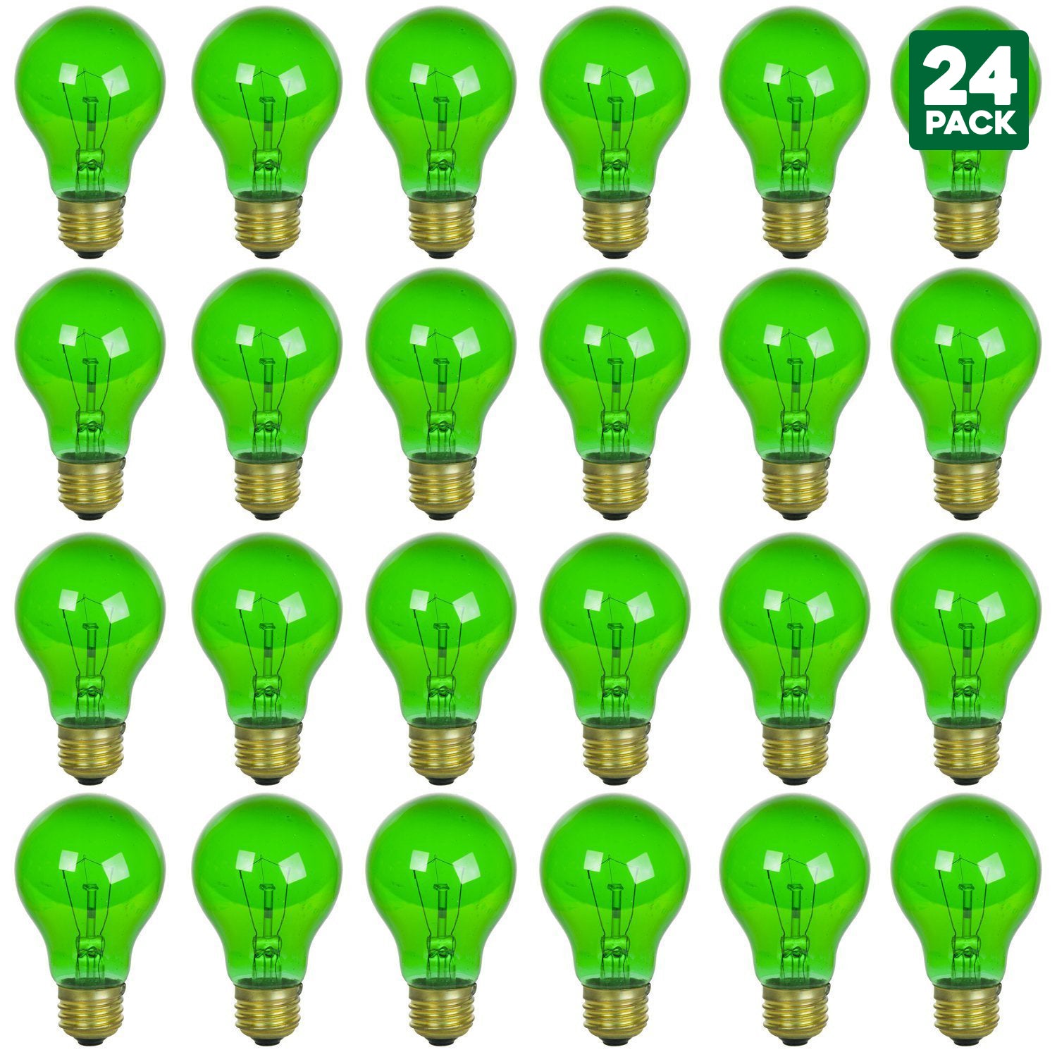 2 Pack of Sunlite 25 Watt A19 Colored, Medium Base, Transparent Green - Cheap-Us