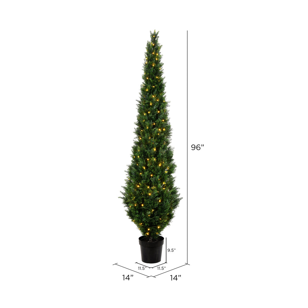 Vickerman 8' Artificial Potted Green Cedar Tree. - Cheap-Us