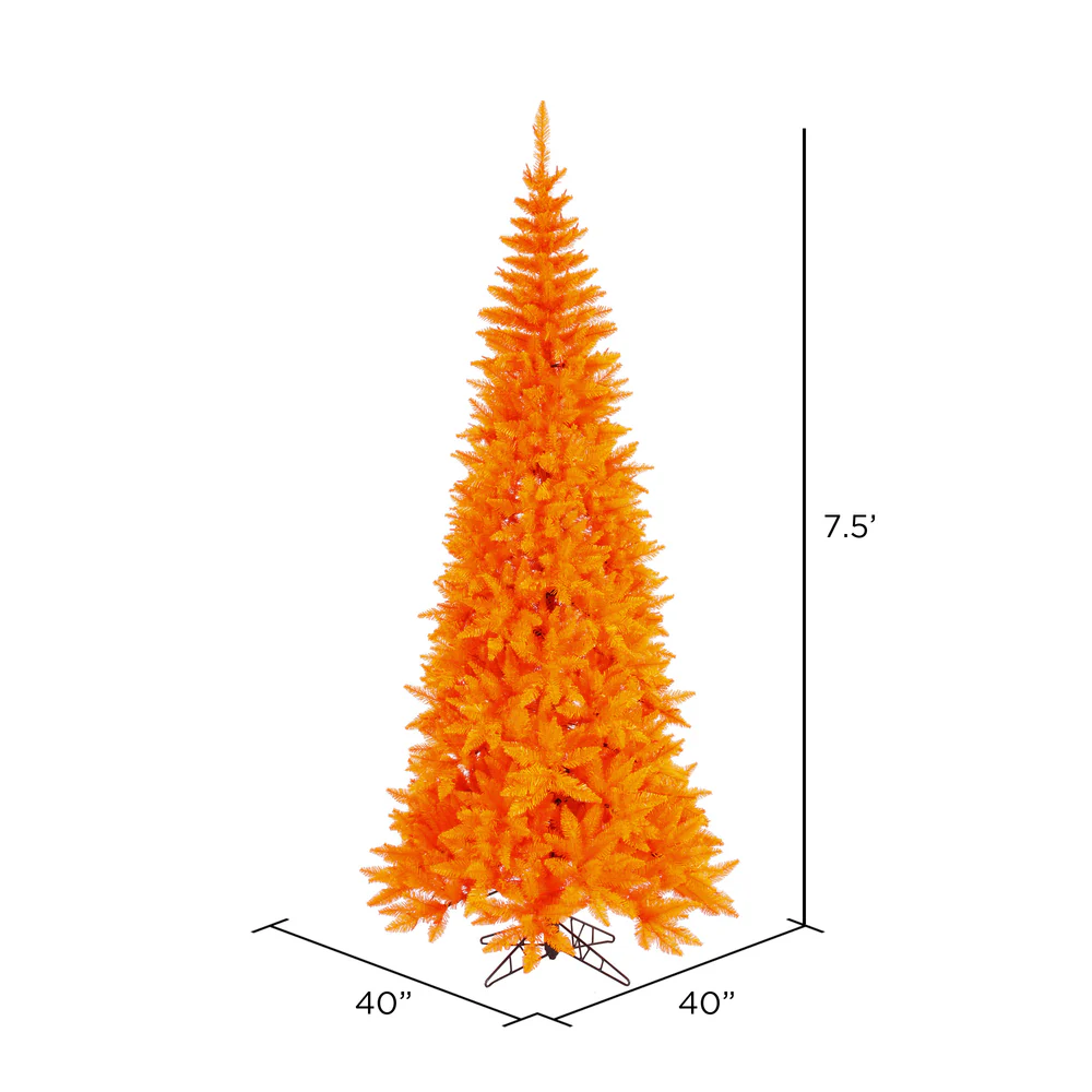 Vickerman 7.5' Orange Fir Slim Artificial Christmas Tree Unlit - Cheap-Us