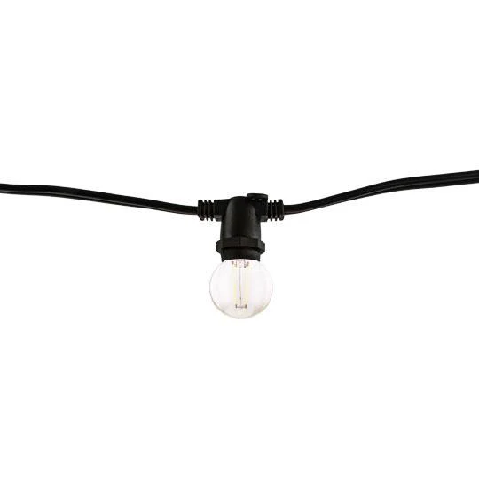 BULBRITE FIXTURES 14' STRING LIGHT KIT IN BLACK WITH (10pcs) LED G16 CANDELABRA SCREW (E12) 4W CLEAR LIGHT BULB 40W INCANDESCENT EQUIVALENT 1PK (810056) - Cheap-Us