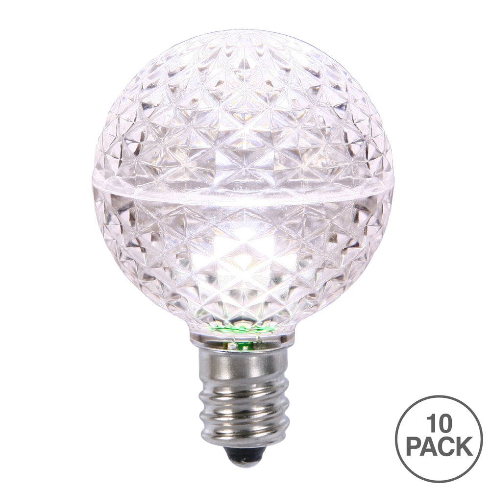 Vickerman G50 LED Pure White Faceted Replacement Bulb, E17/C9 Nickel Base, 20 Pack. - Cheap-Us